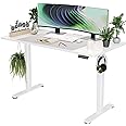 Claiks Electric Standing Desk, Adjustable Height Stand up Desk, 55x24 Inches Sit Stand Home Office Desk with Splice Board, White Frame/White Top