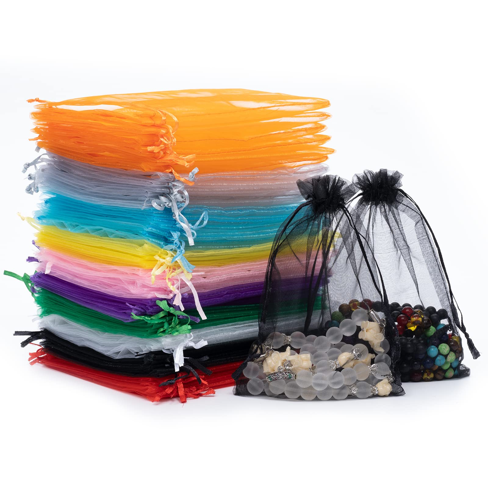 DoGeek 60pcs Mix Color Organza Gift Bags Large 13 x 18cm Drawstring Jewelry Pouches Wedding Party Favour and Candy Bags (13 X 18CM, Multicolor)