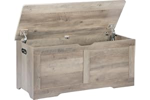 Timberer 39.4" Storage Chest, Wooden Storage Bench, Lift Top Toy Chest with 2 Safety Hinges, Large Toy Box, Entryway Bench for Living Room, Bedroom, Grey