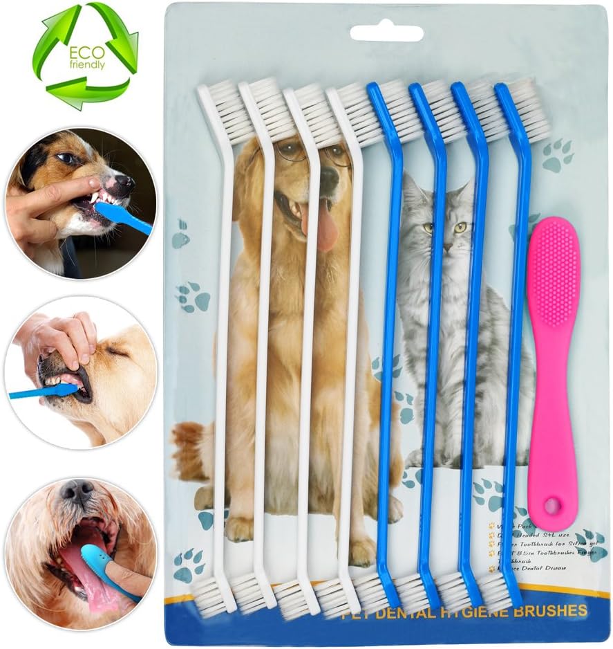BECREA Dog Toothbrush,Silicone Finger toothbrushes Set,for Small to Large Dogs, Cats