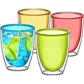 Amazing Abby - Andes - 14-Ounce Insulated Plastic Tumblers (Set of 4), Double-Wall Plastic Drinking Glasses, Mixed-Color Reusable Plastic Cups, BPA-Free, Shatter-Proof, Dishwasher-Safe