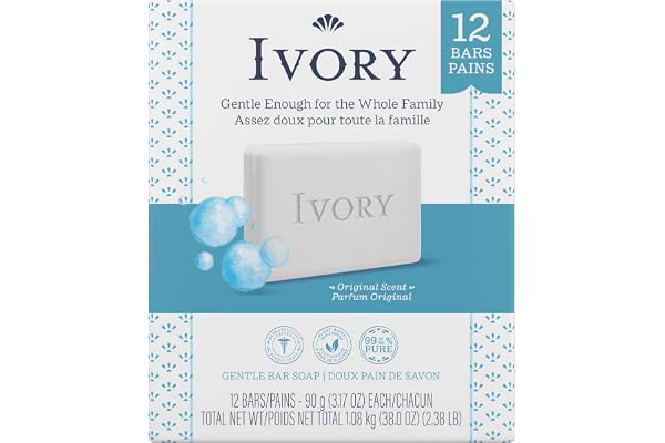 Ivory Bar Soap Original Scent, 1.08 Kg Total (12 Count of 90 g Each)