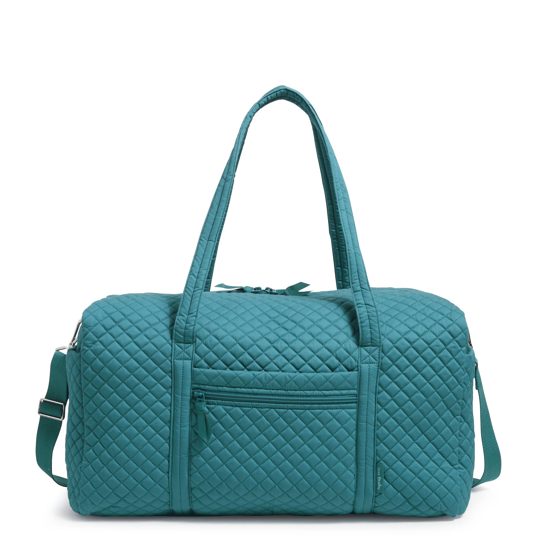 Vera Bradley Women’s Cotton Large Travel Duffel Bag, Forever Green – Recycled Cotton, One Size