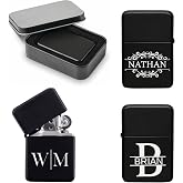 Ships Next Day, Custom Personalized Lighter with Case &amp; Name, Bachelor Party Groomsmen Gift, Engraved Lighter for Dad Husband Lover (Monogram Design)