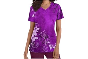 TXXEOSS Womens Scrub Tops V Neck Short Sleeve Nurse Uniforms Work Uniform T-Shirt Short Sleeve Tunic Blouse with Pocket
