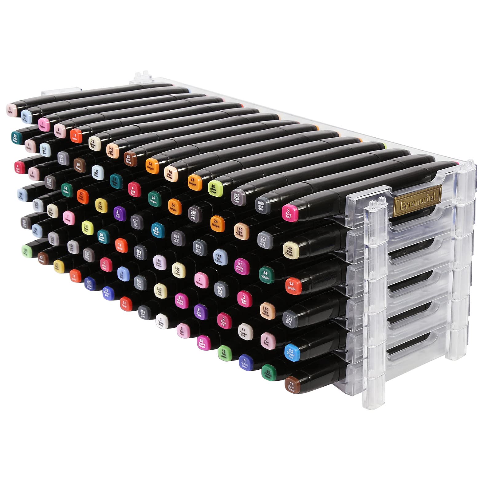 Evemodel 15X6 Slots Penholder Display and Storage Pen Rack for Art Marker Pens Home School Office (Clear, 6pcs)