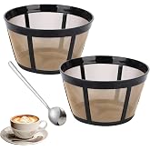 2 Pack Reusable Coffee Filter Fit for BUNN 8 10 12 Cup Coffee Maker | Fit for BUNN Brewer Series BX, BTX, GRX, NHB, NHS, ST, HG &amp; H, Stainless-Steel Woven Mesh with Coffe Spoon