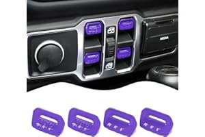 JECAR 4PCS Window Switch Button Cover Trim Interior Accessories for Jeep Wrangler JL JLU Gladiator JT 2018-2024 (Purple)
