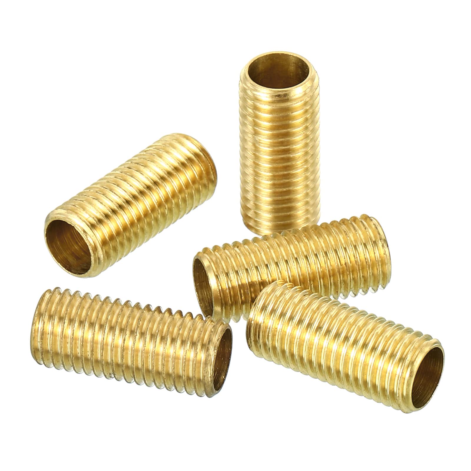 PATIKIL M8 Fine Thread Lamp Pipe, 5 Pack 18mm Threaded Hollow Tube Adapter Brass Coupler Connector Pipe Fitting