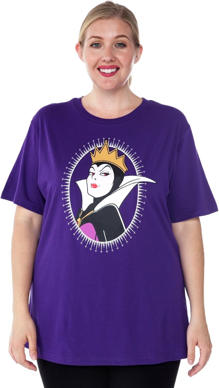 Disney Women's Plus Size T-Shirt Maleficent or Evil Queen Choose Villains Print: Clothing