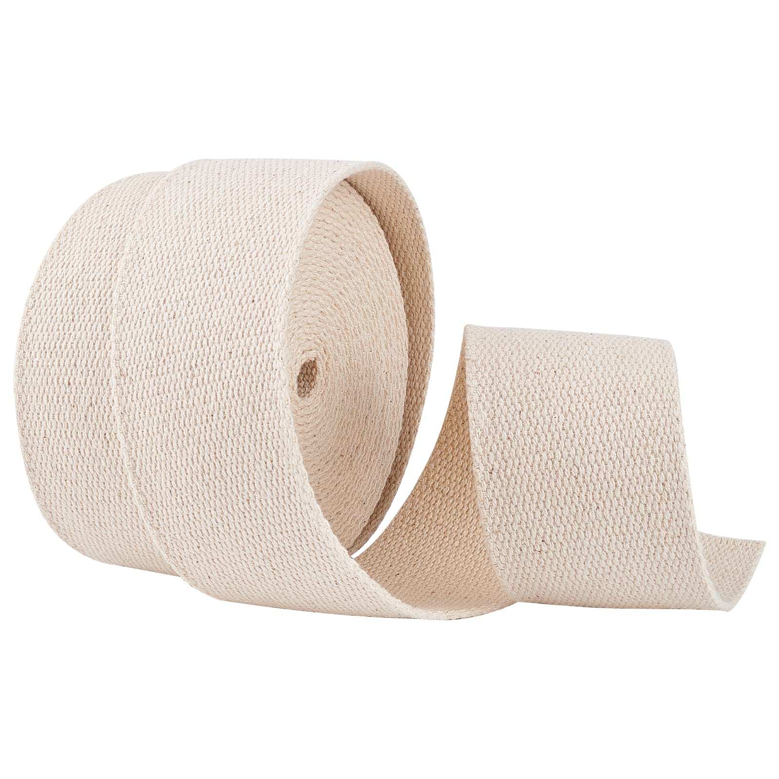 BENECREAT 5m Cotton Twill Ribbon, 5cm Wide Beige Heavy Cotton Webbing Herringbone Bag Strap for Embellishment Crafts Sewing Home Decoration