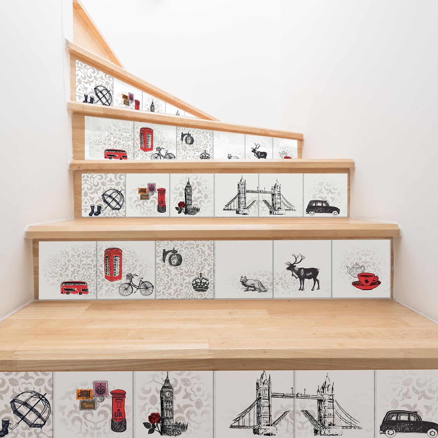 WALPLUS 24 Pcs 15cm(6") Tile Stickers Peel and Stick Backsplash Self-Adhesive Removeable Stick on Wall Vinyl Home Decoration DIY for Living Kitchen Bedroom Splashbacks - Londoner