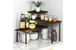 ivamos Countertop Organizer and Storage, Kitchen Corner Shelf 3 Tier Moveable Coffee Bar Tea Station Spice Rack Plant Stand Dresser Table Bathroom Counter Organization
