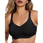 COMFELIE Women No Underwire Bra Comfy Seamless Bras Full Coverage Mesh Bralette with Adjustable Contrast Color Strap S-4XL