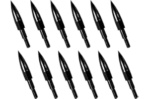 MOLFUJ 12pcs Archery Arrow Tips 100/125/150/200 Grain Field Tips 5/16 Inch Screw in Bullet Points , Archery Target Crossbow Practice Tip for Arrow Recurve Bow Compound Bow, Hunting Bow Arrow Target Practice