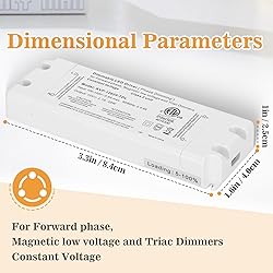 12V 25W Dimmable LED Driver, 120V AC to 12V DC