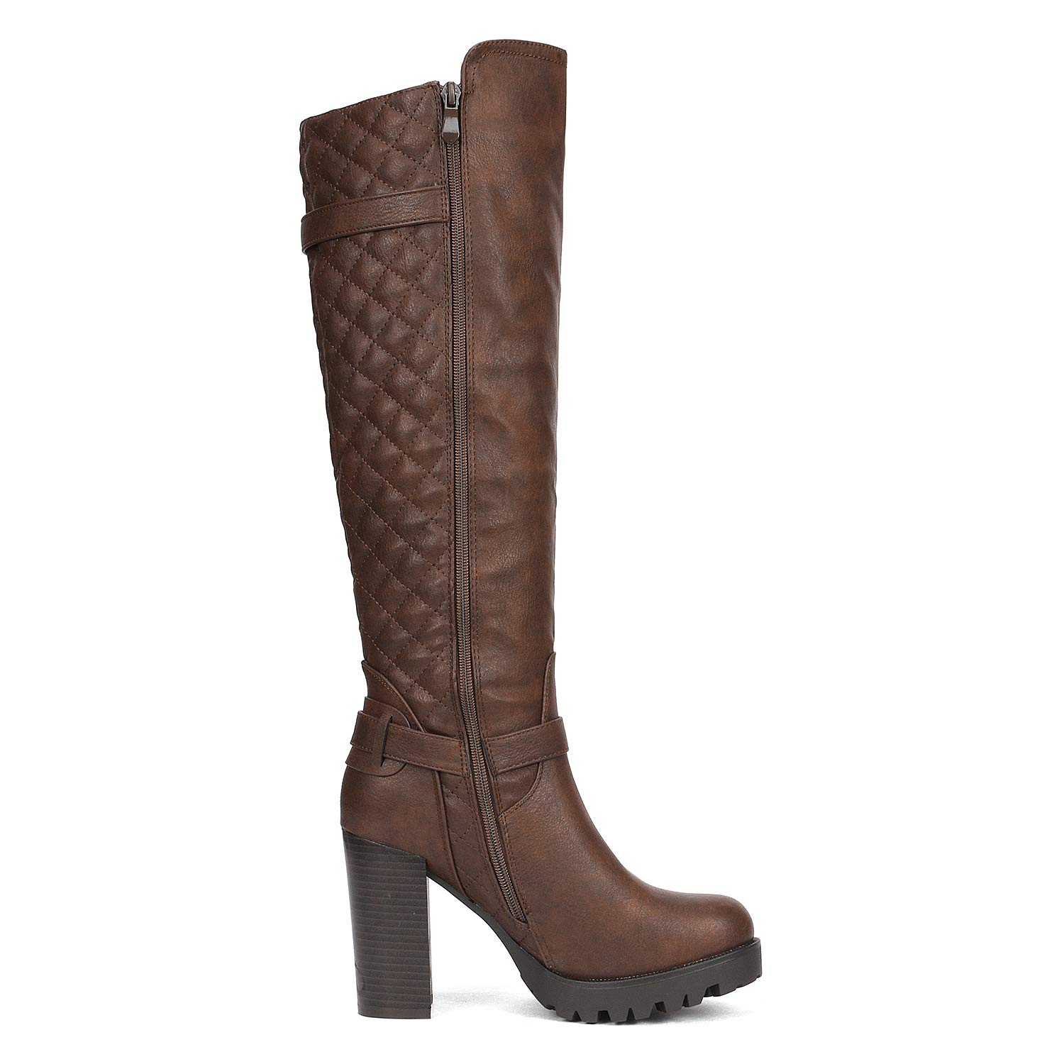 DREAM PAIRS Women's Funi Brown Chunky Heel Knee High Winter Boots Size 9.5 B(M) US - Image 4