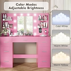 YESHOMY Vanity Desk with Mirror, Power Outlet and