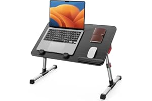 SAIJI Laptop Bed Tray Table, Adjustable Home Office Standing Desk Portable Lightweight Foldable Lap Desk for Sofa Couch Floor Working Studying Reading Writing Eating,Fit Up to 17" Laptop(Large，Black)