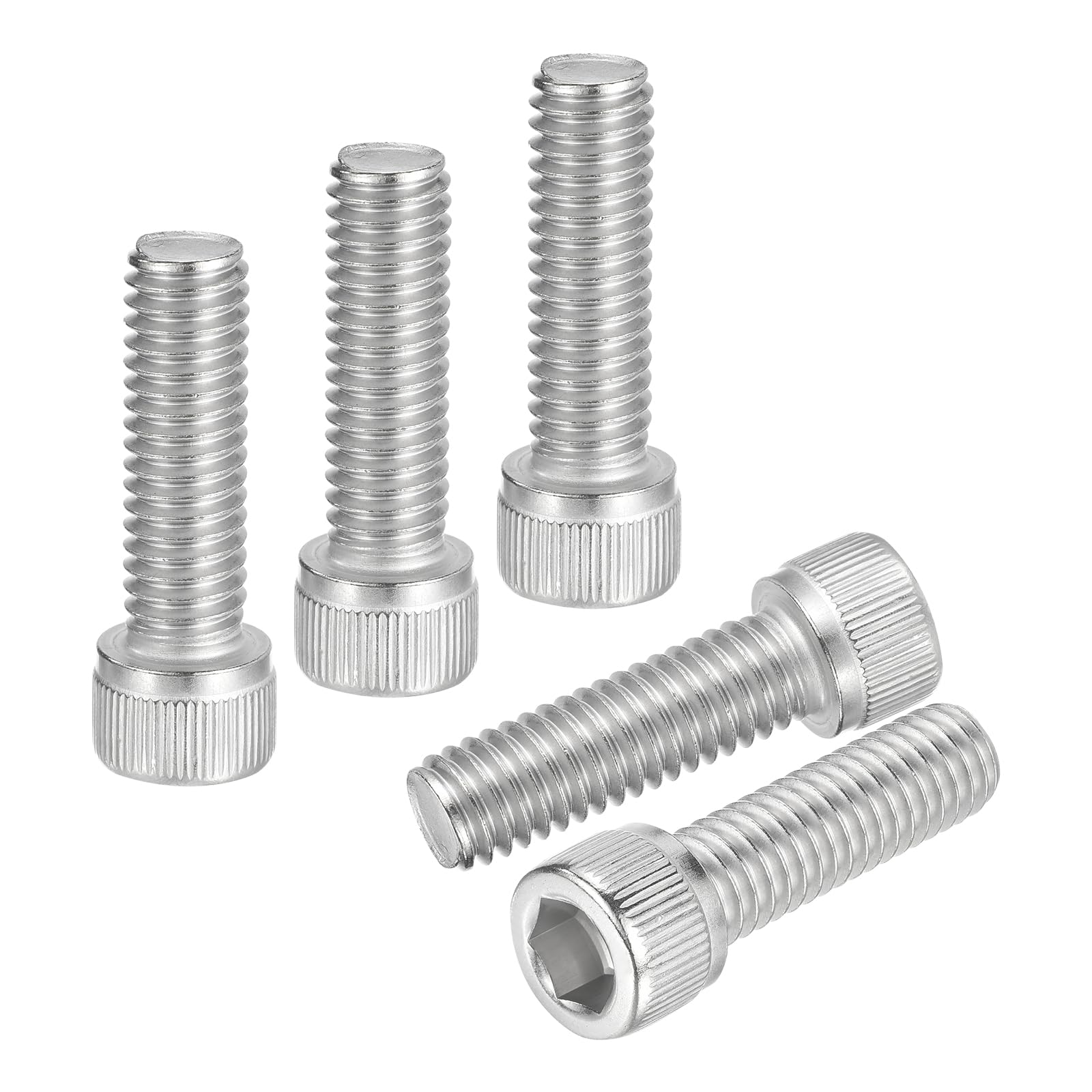 DTGN 3/8"-16x1-1/4" Socket Head Cap Screws Bolts - 5Pack - Good for Road Bicycle, Mountain Bike, Auto, Motorcycle - 304 Stainless Steel Hex Head Metric Screws - Silver