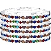 JSEA 6pcs Set Stretch Bracelets Set Womens Colorful Rhinestones Jewelry Bracelets Multi Color Bracelets Set