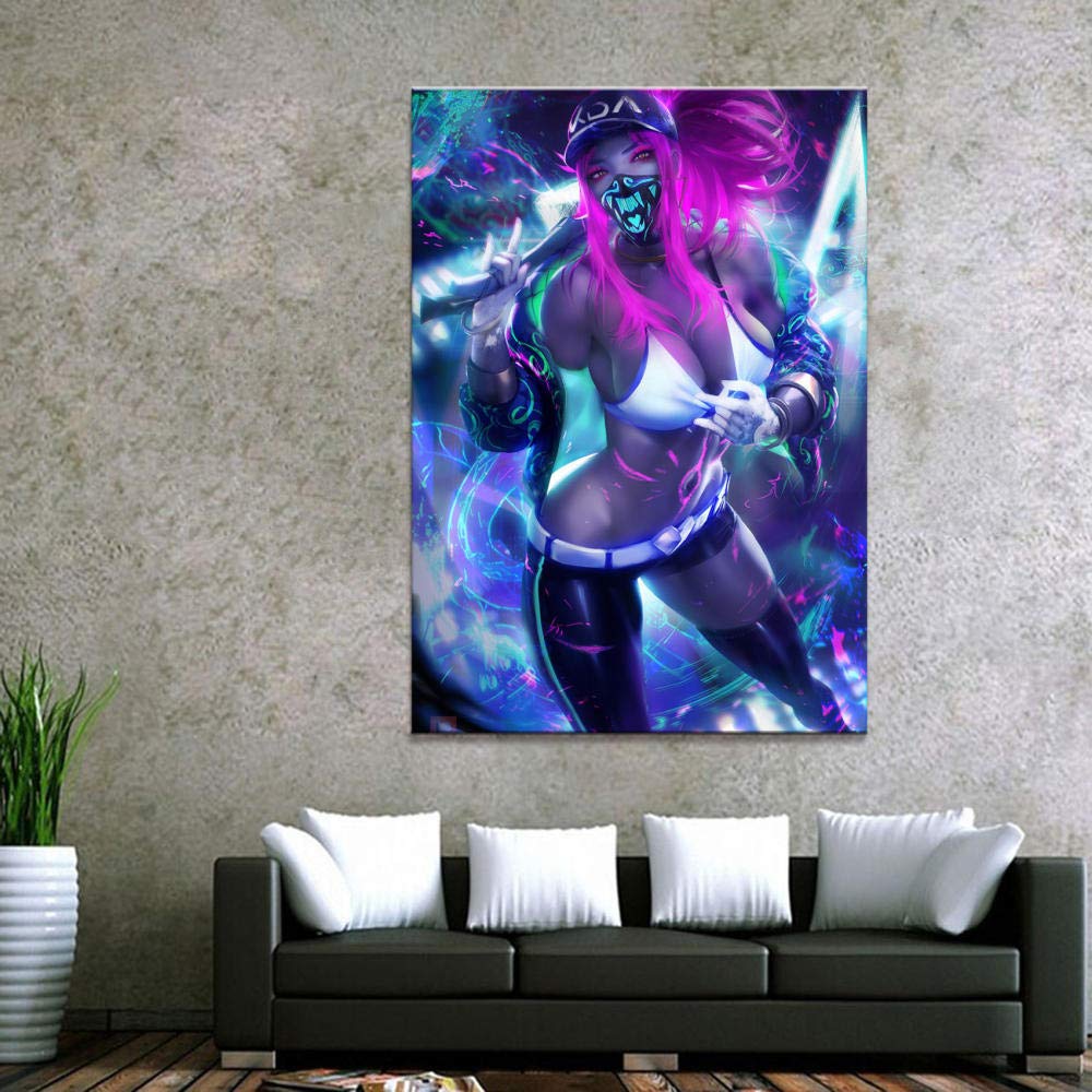 dayanzai 1 Piece LOL League of Legends K/DA Akali Game Poster Canvas Paintings Wall Sexy Girl Art fo