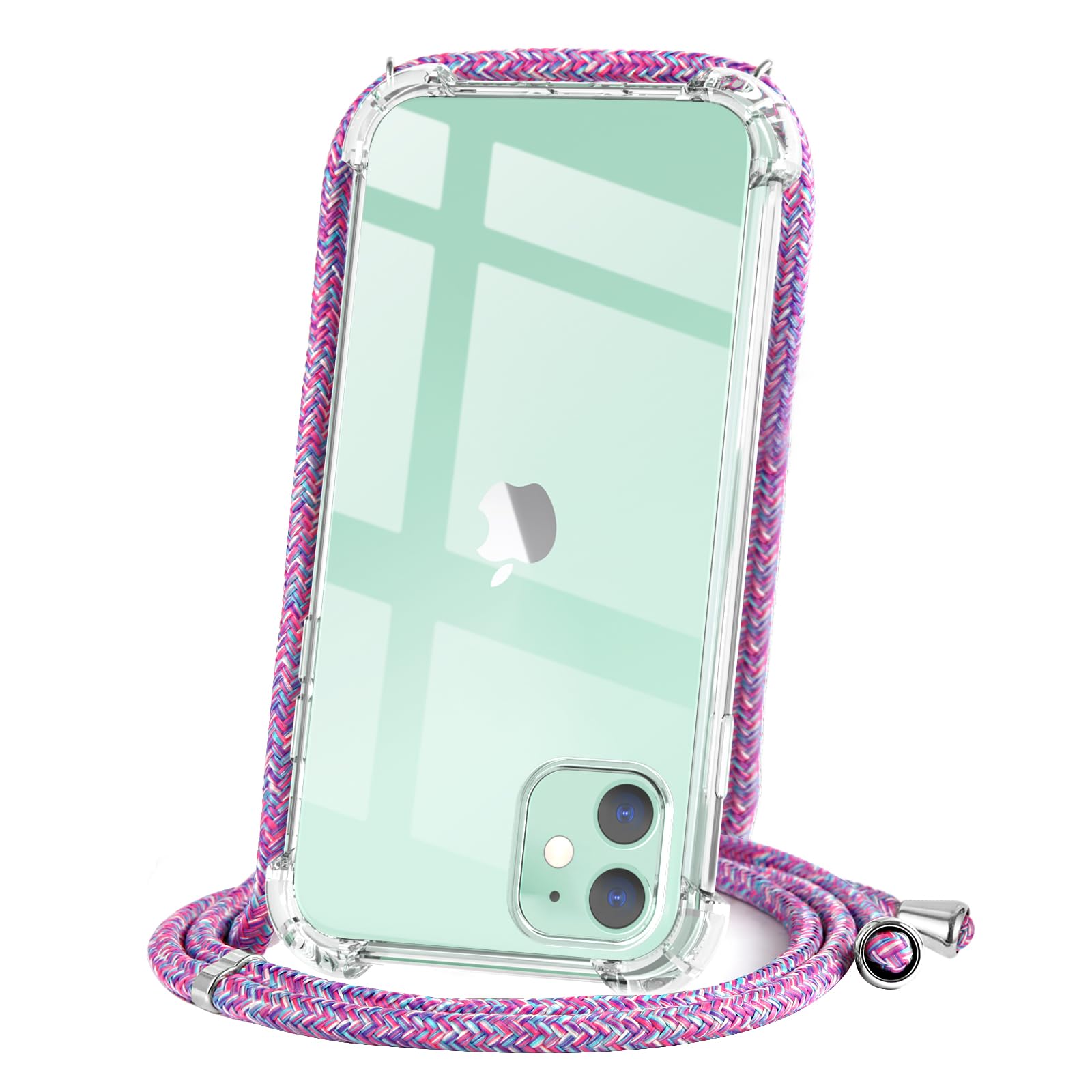 CAROKI for iPhone 11 Clear Crossbody Phone Case with Adjustable Cord Strap TPU Soft Protective Cover Neck Lanyard Shockproof & Hands-Free Carrying-Unicorn