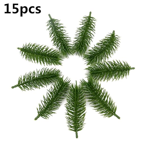15 künstliche Pflanzen, Tannenzweige, Weihnachtsbaum, Hochzeitsdekoration, DIY Handarbeitszubehör, Kindergeschenk, Blumenstra