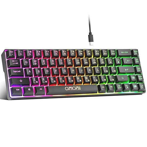 CHONCHOW Mini RGB 60% Gaming Keyboard, 68 Keys Small Compact USB
