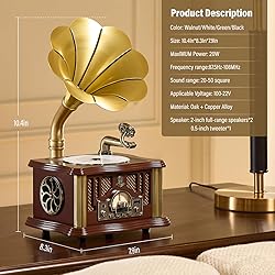 Vintage Gramophone CD Player, 5.3 Bluetooth