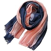 ANIDL Cotton Linen Fashion Scarf,Gradient Two-tone Four Season Scarf Shawl Beach Gauze,Long Lightweight Travel scarf 75"×35"