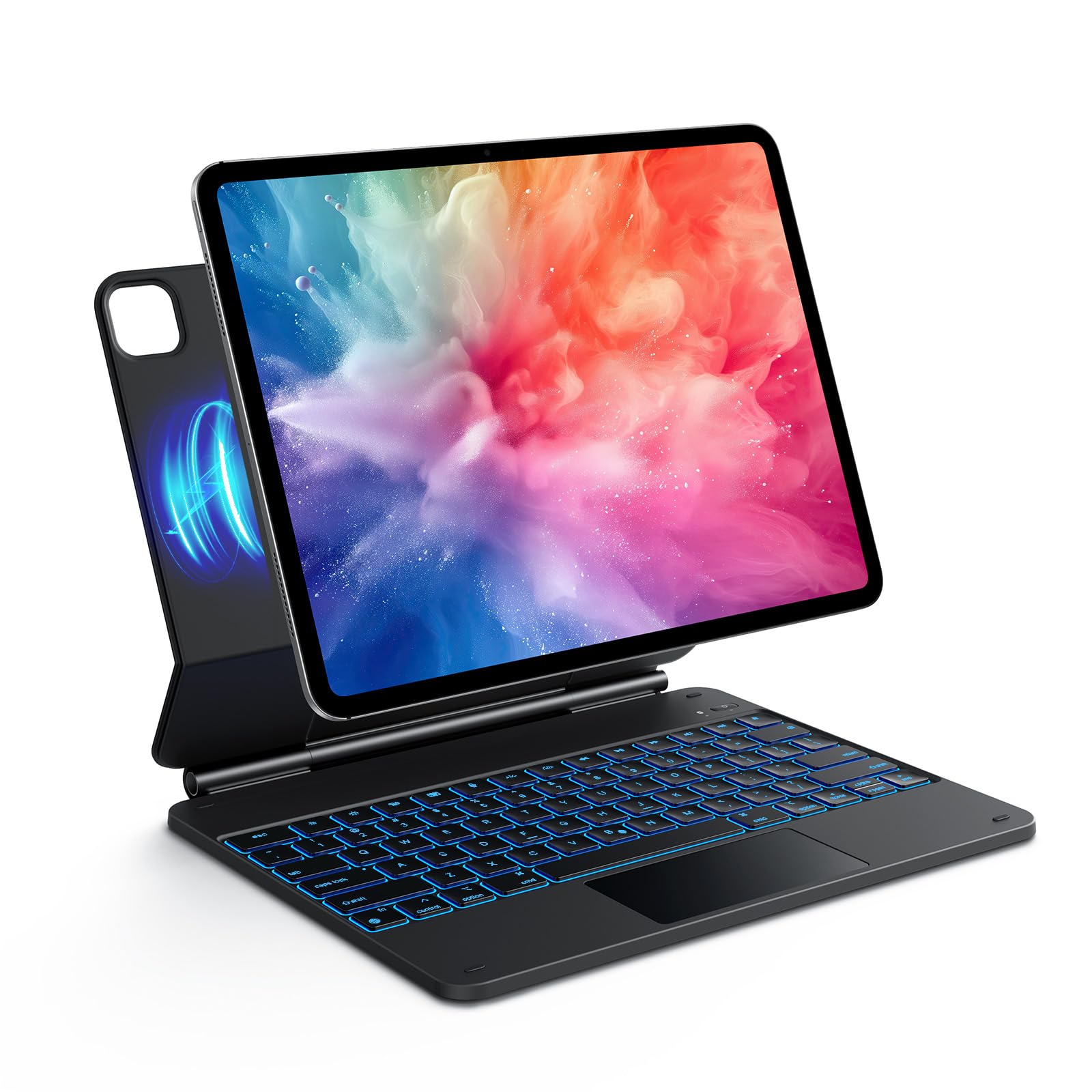 Photo 1 of OMOTON Magnetic Keyboard Case for iPad Pro 13 inch (M4) 2024 (A2925/A2926/A3007) only, with Pencil Holder, Multi -Touch Trackpad, Magnetic Stand, 7 Colors Backlight Wireless Bluetooth Keyboard, Black