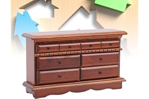 POENVFPO Dollhouse Furniture, 1:12 Drawer Cabinet with Functional Drawers Birch Wood Miniature Storage Chest for Decor & Disp