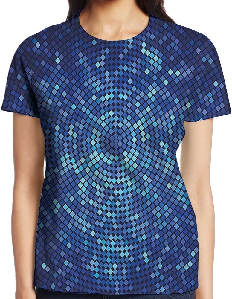 WuLion Digital Geometric Mosaic Perspective Depth Pixel Women's 3D Print T Shirt White