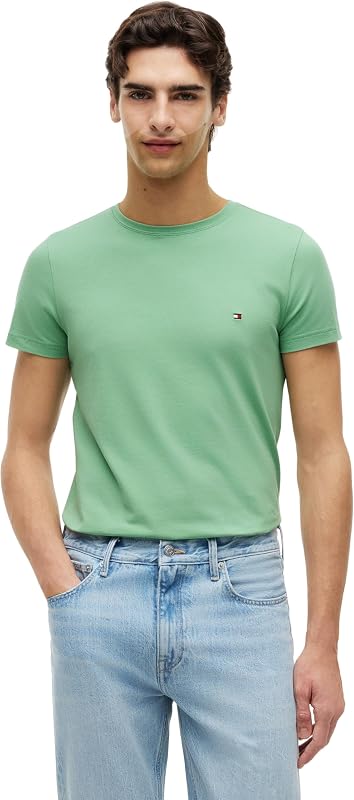 Herren T-Shirt Kurzarm Stretch Slim Fit mit Rundhalsausschnitt, Türkis (Cut Grass), S