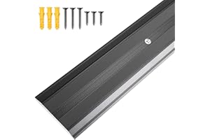 Jiekayi Aluminum Metal Door Threshold, Floor Transition Strip, 36'' L x 2.4'' W x 0.1'' H, Flat-Profile Threshold, Flooring Gaps Carpet Vinyl Wood, Stylish Doorway Transition Draft Protection (Black)