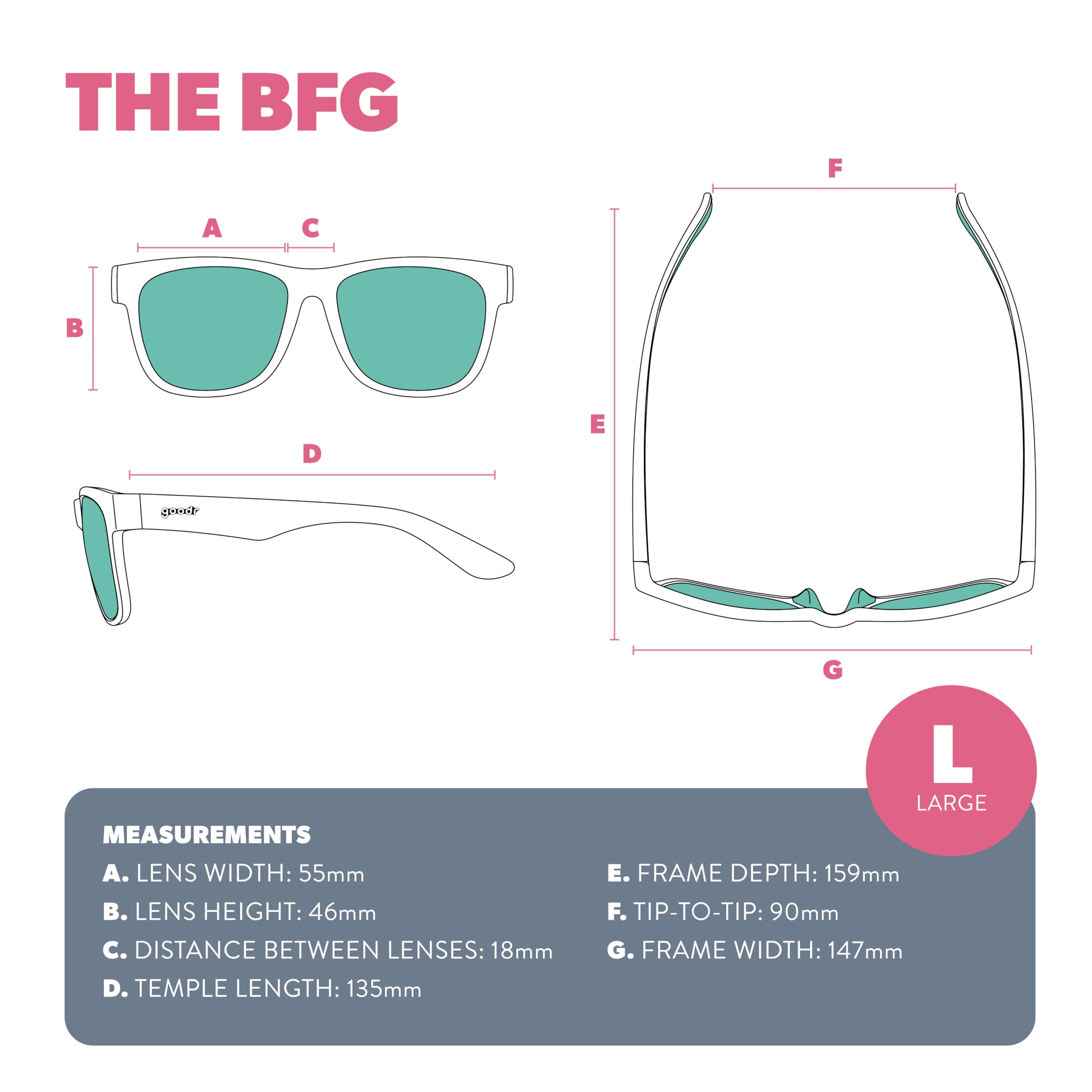 goodr Hooked on Onyx Polarized Sunglasses for Men & Women, Large Sized (BFG), Black Solid Frame with Black Non-Reflective Glare Reducing Lenses, UV400 Protection, No Slip, No Bounce