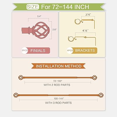 Buy KAMANINA 1 Inch Curtain Rod Single Drapery Rod 72 to 144 ...