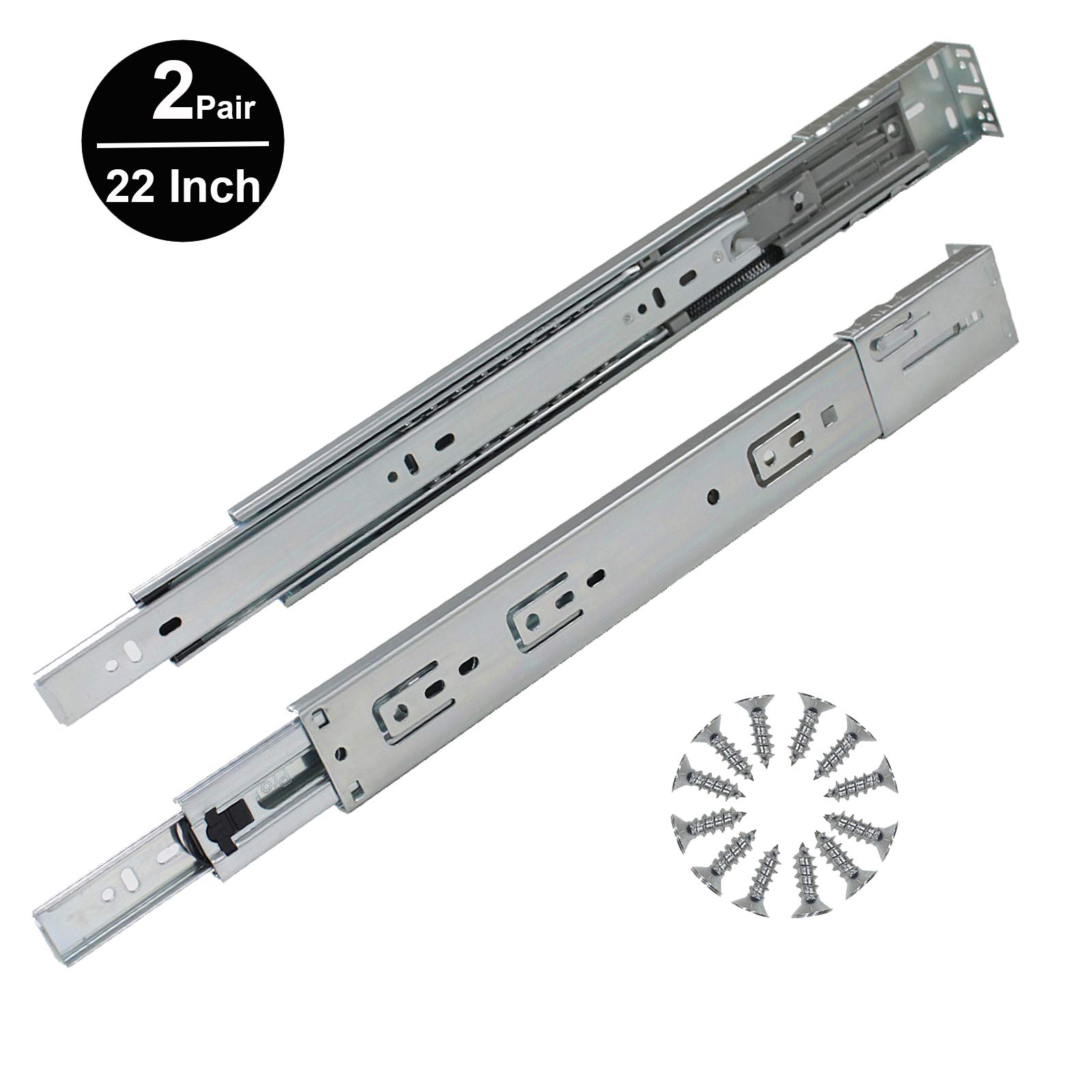 Gobrico2 Pair Pack 22 Inch Full Extension Soft/Self Close Ball Bearing Rear/Side Mount Drawer Slides with Brackets,77LB Capacity Heavy Duty