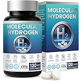Hydrogen Water Tablets H2 Molecular 120 Tablets with Magnesium Supplement for Brain Health Cognition Function Cellular Energy Boost Antioxidant Promote Metabolism Non-GMO Gluten Free Unflavored