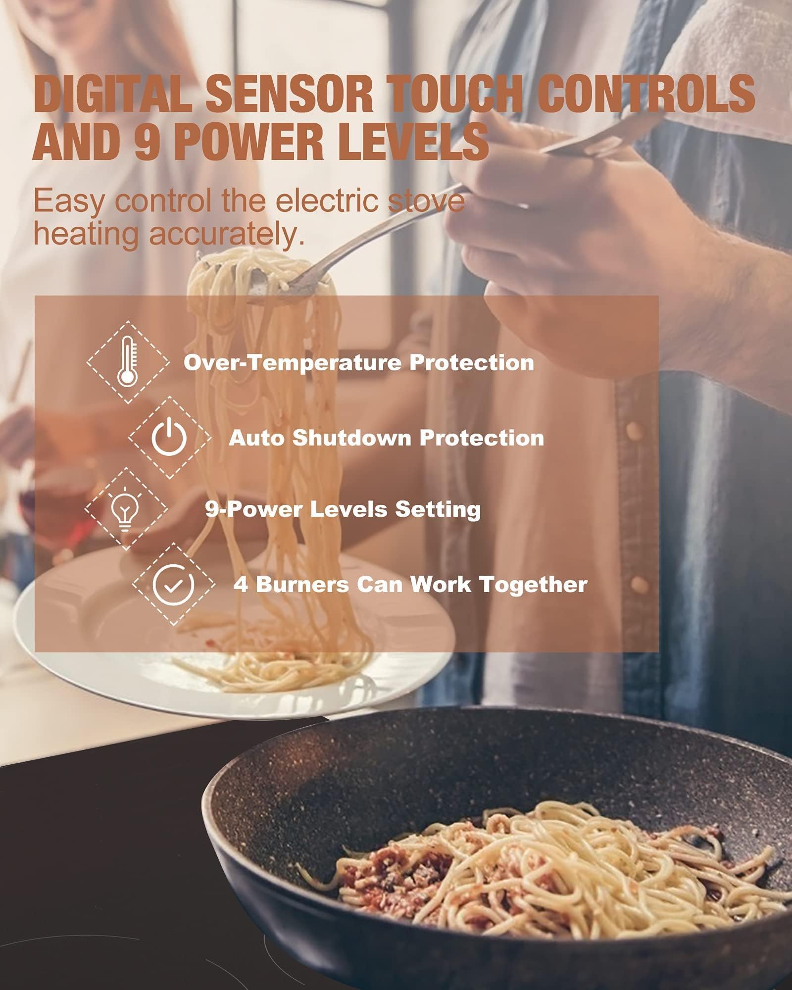 Induction Cooktop 30 Inch with 4 Boost Built-in Electric Stovetop with Timer Child Safety Lock 9 Power Levels Shutdown 7000W for RV, Apartment, Kitchen