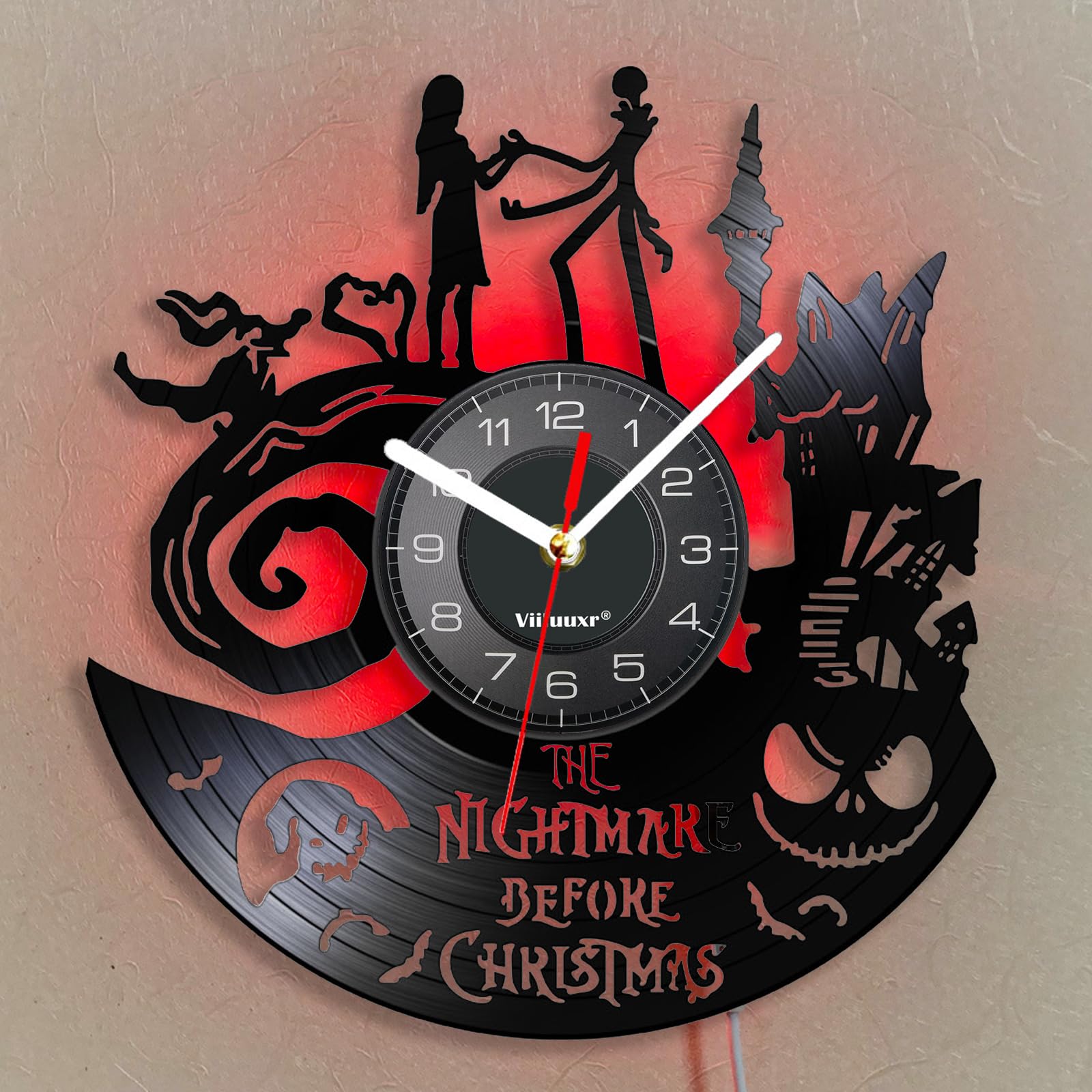Viiluuxr 12-Inch Vinyl Wall Clock Colorful LED Lights Remote Control Night Light Fantasy Movie Weird Theme Clock Home Kitchen Garden Bedroom Decor Christmas Kid Gift Luminous Clock.