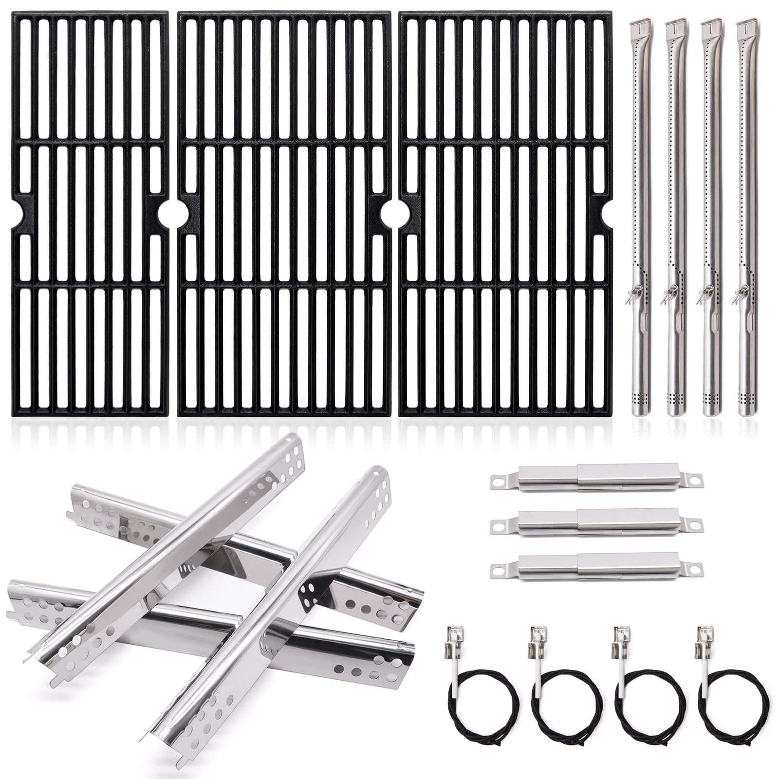 Photo 1 of Adviace Grill Replacement Parts for Charbroil Performance 4 Burner 463347017, 463335517, 463342119, 463376017, G470-0002-W1, G470-0003-W1, 18’’ Cast Iron Grates, Heat Plates, Burners Parts