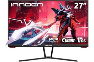INNOCN 27 Inch 1920 x 1080p 180Hz IPS Computer Gaming Monitor, 1ms, G-Sync Compatible HDMI DisplayPort PC Monitor, Ultra Thin, Flicker-Free Eye Care, VESA Mountable, Black
