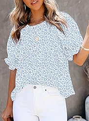 Dokotoo 2025 Summer Blouses for Women Tops Crew