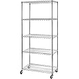 Seville Classics UltraDurable Heavy Duty NSF Solid Steel Wire Rack Storage Unit, Organizer for Garage, Warehouse, Office, Restaurant, Classroom, Kitchen, Steel, 5-Tier Shelving, 36" W x 18" D