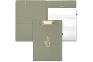 ZICOTO Aesthetic Clipboard Folio with Refillable Lined Notepad & Interior Pocket – Cute Padfolio/Legal Pad Holder for Women – Easily Organize Notes at Work, School, or Home