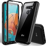 HATOSHI LG K51 Case with Built-in Screen Protector, Heavy Duty Protection Crystal Clear Shockproof Rubber Bumper Protective P