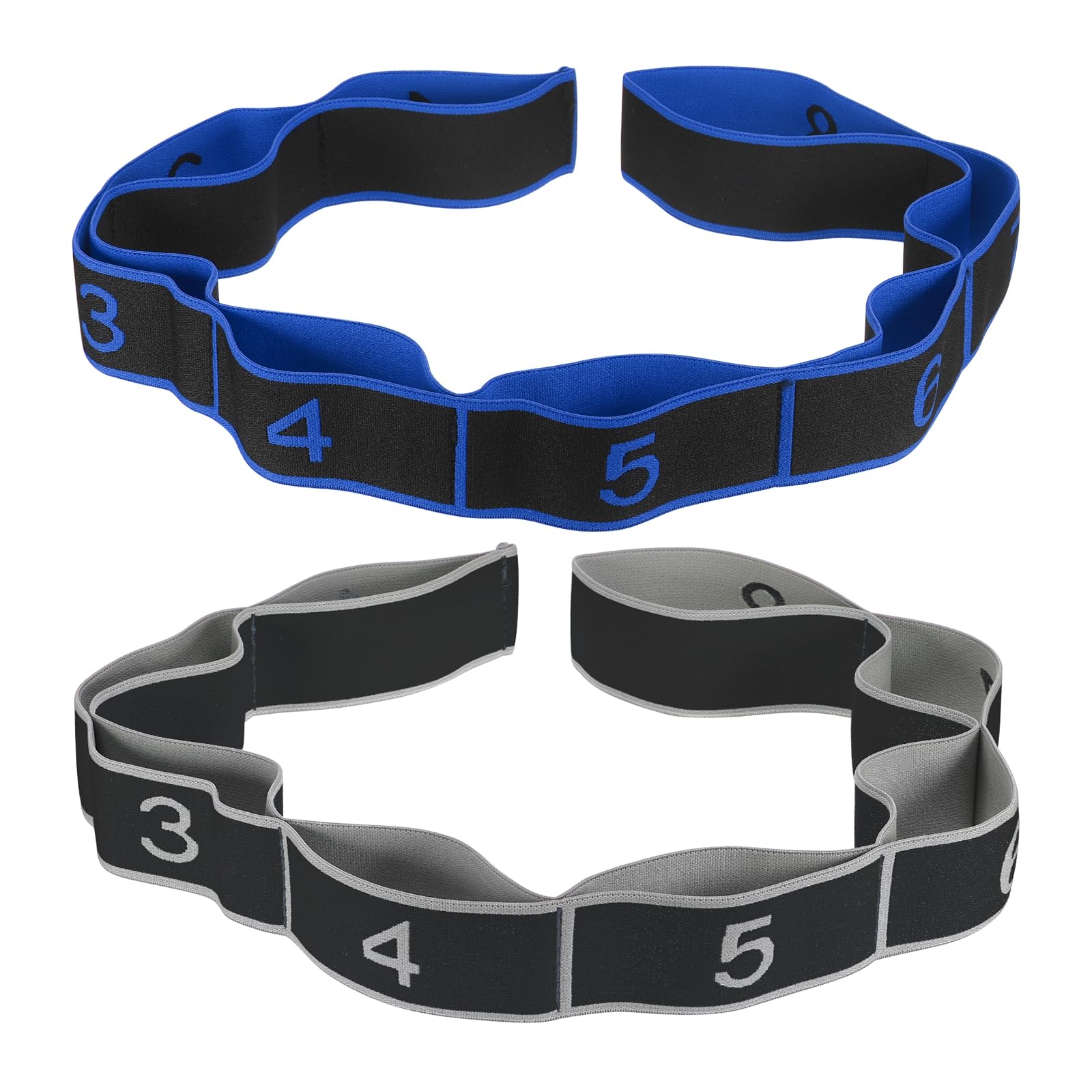 PATIKIL Exercise Bands, 35.4 Inch 2 Pcs Yoga Stretching Strap Latin Elastic Bands for Physical Dance Stretch Pilates Resistance Bands for Working Out, Black Gray/Blue Black