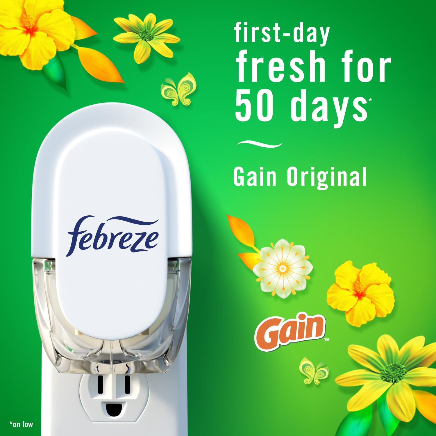 Febreze Odor-Fighting Fade Defy PLUG Air Freshener, Gain Moonlight Breeze, Gain Original, 0.87 fl. oz. Oil Refills, 4 Refills (2 of Each)